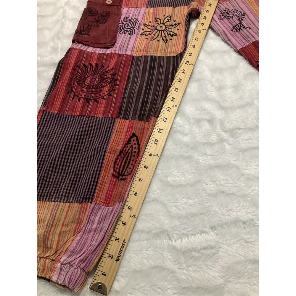 Rising Women's Medium Multicolored Boho Hippie Festival Joggers Patchwork NWT - Picture 11 of 11